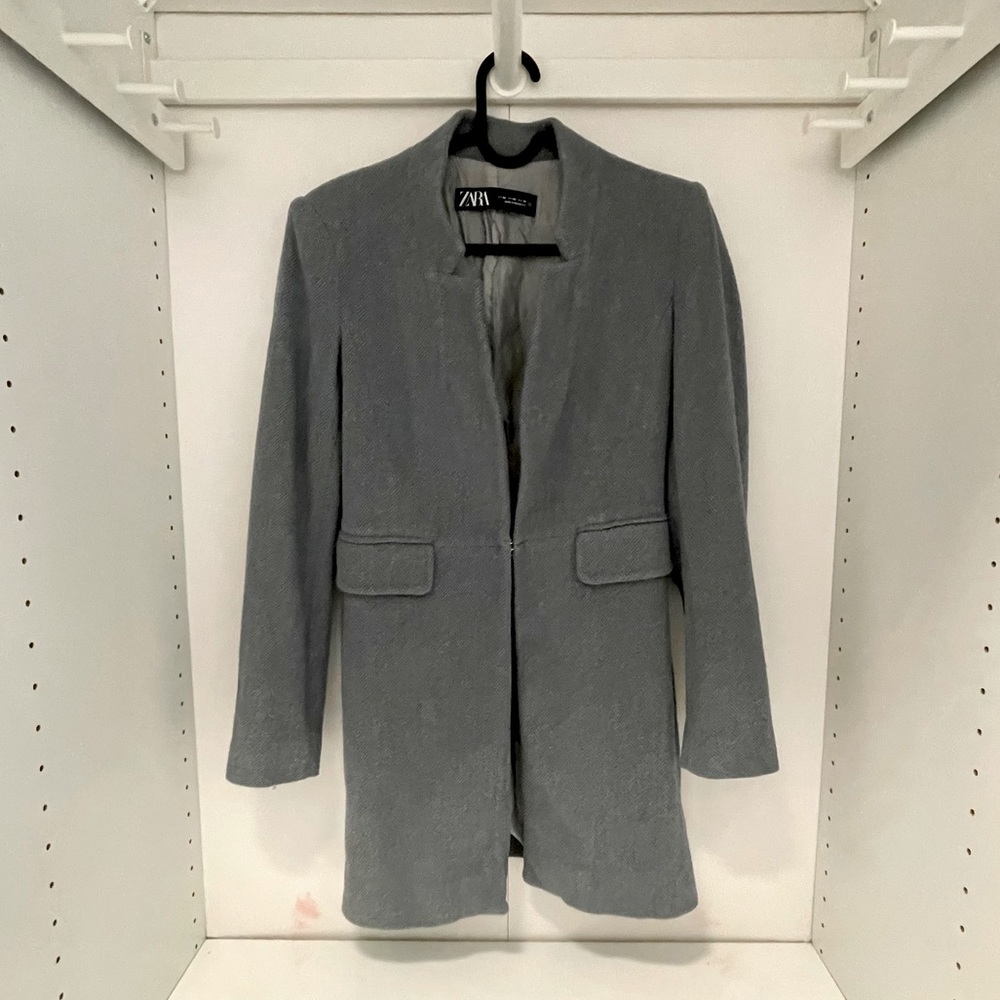 Zara Long Collar Pea Coat Suit Jacket